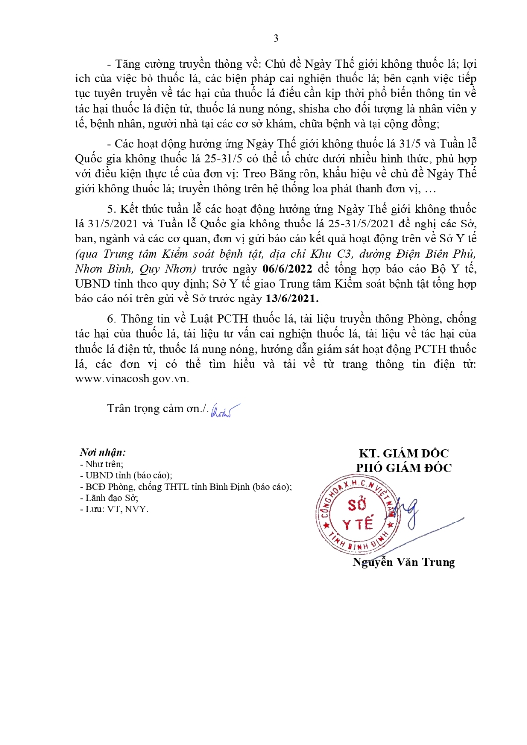 CV SYT huong dan to chuc tuan le thuoc la (gui so nganh) page 0003